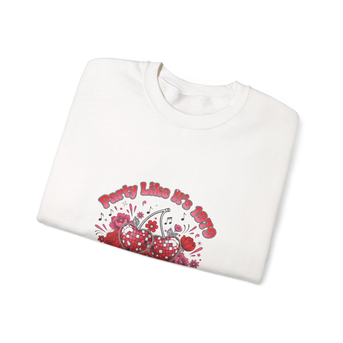 Disco Cherry Hearts Retro Romance Sweatshirt | sparkly hearts, glitter floral