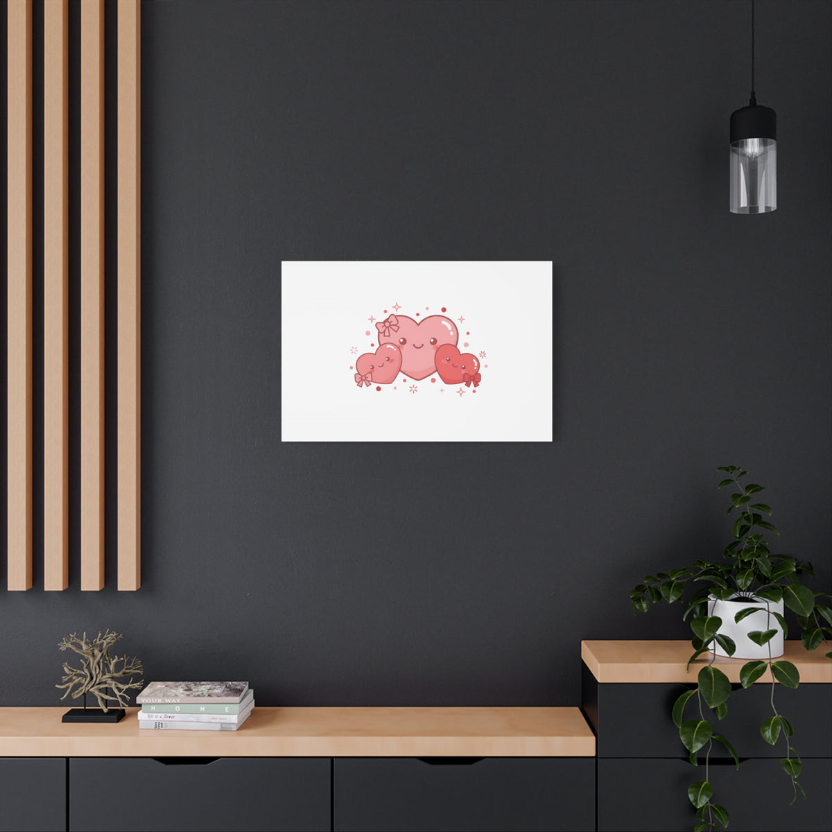 Kawaii Tiny Heart Trio Matte Canvas | tiny hearts, valentine doodle