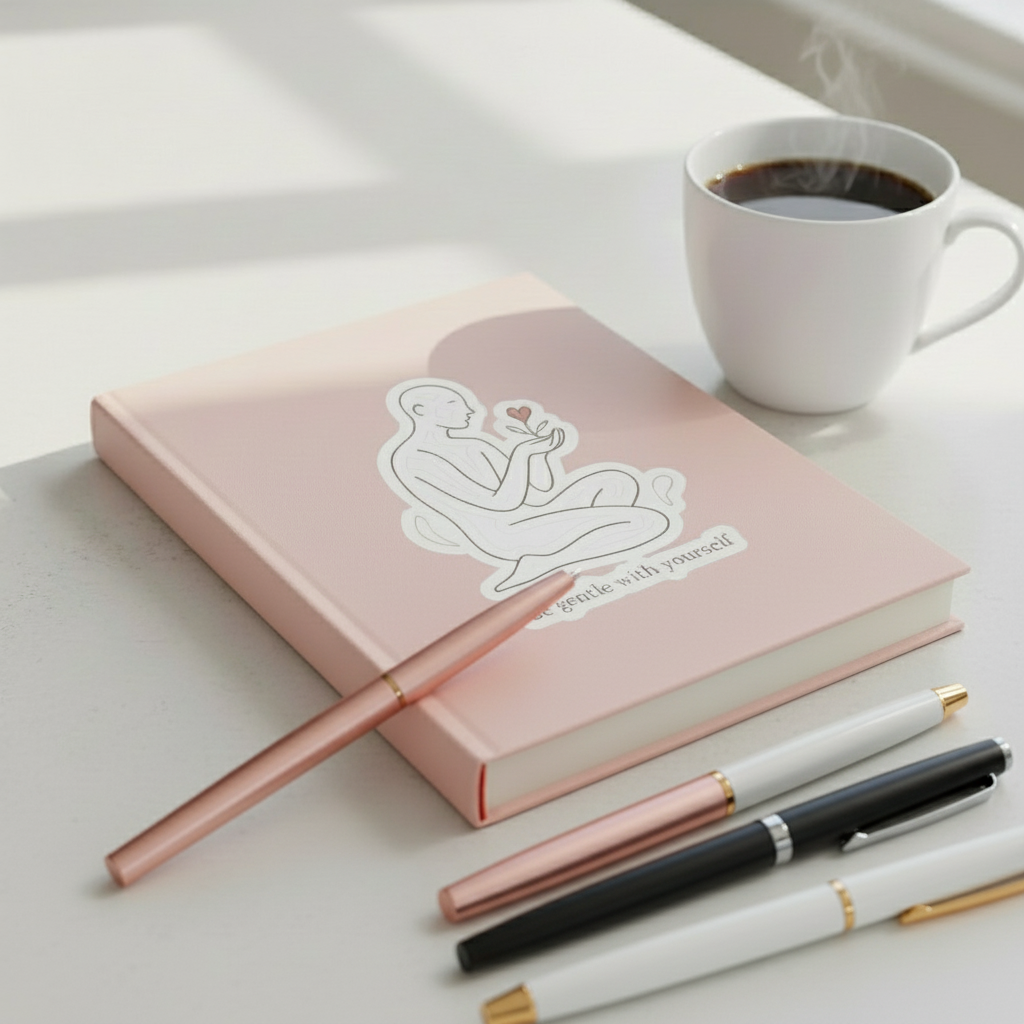 Be Gentle With Yourself Sticker — Minimalist Self‑Care Kiss‑Cut Vinyl