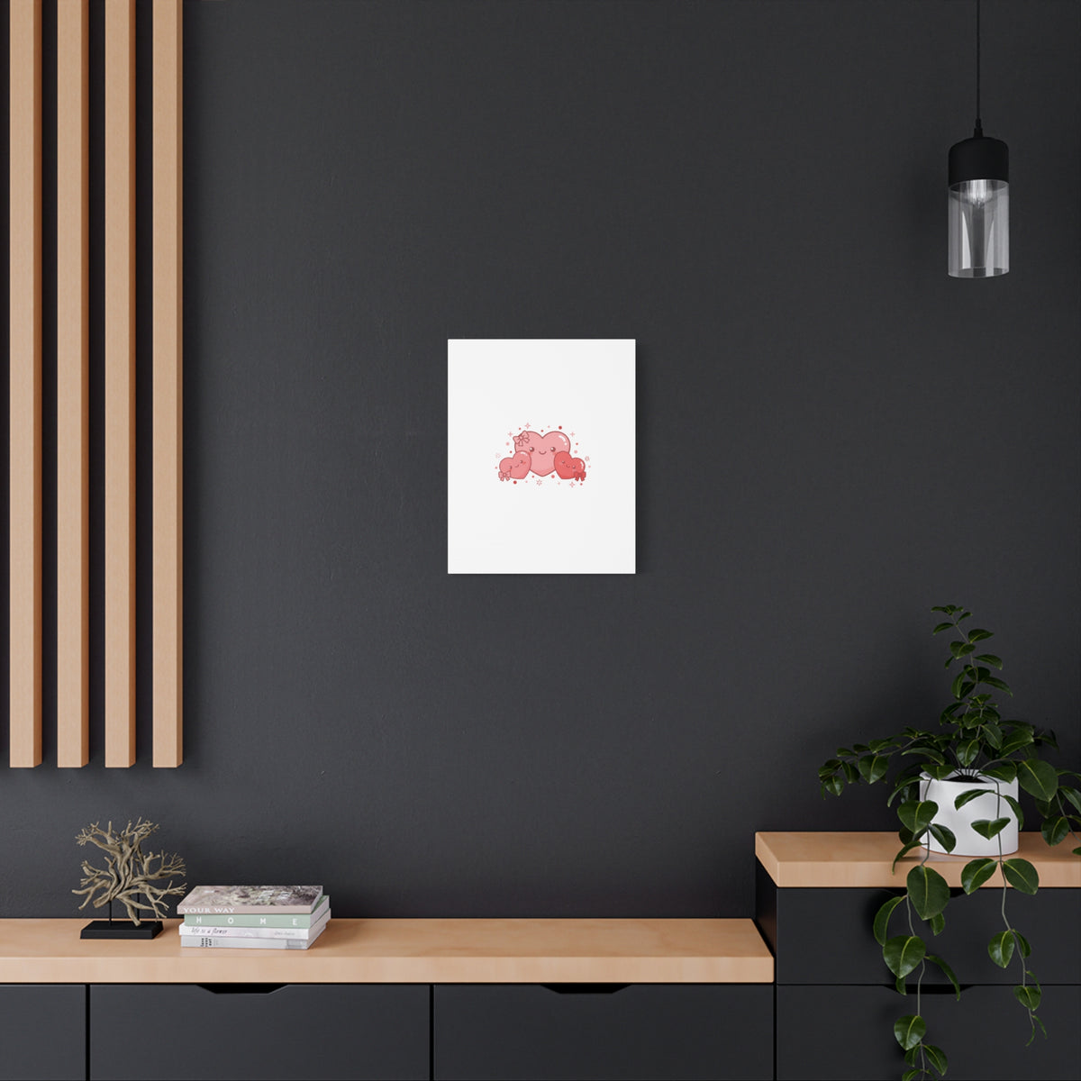 Kawaii Tiny Heart Trio Matte Canvas | tiny hearts, valentine doodle