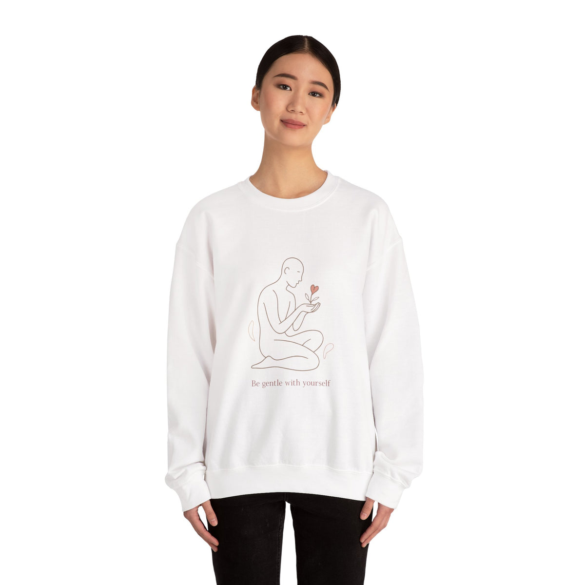 Crewneck Sweatshirt — "Be Gentle With Yourself" Minimal Self-Care Design