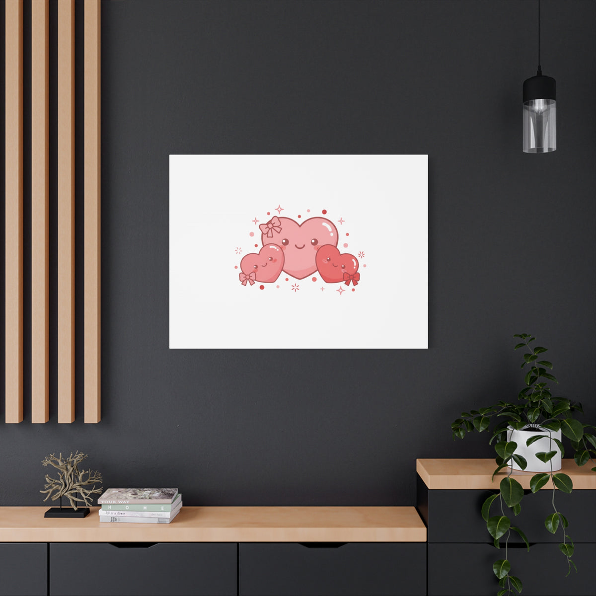 Kawaii Tiny Heart Trio Matte Canvas | tiny hearts, valentine doodle