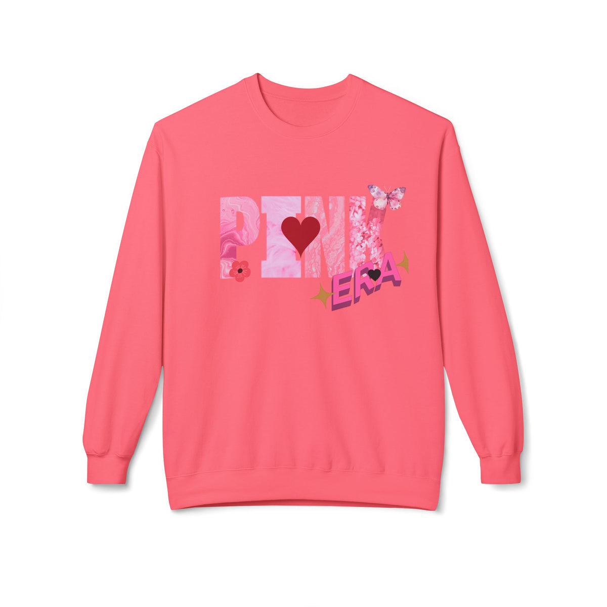Pink Era Crewneck Sweatshirt — Floral Heart Graphic