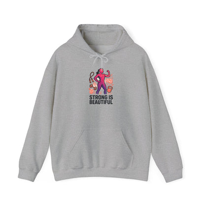 Strong Is Hoodie — Motivational Fitness Hoodie with Kettlebell & Weightlifting Design