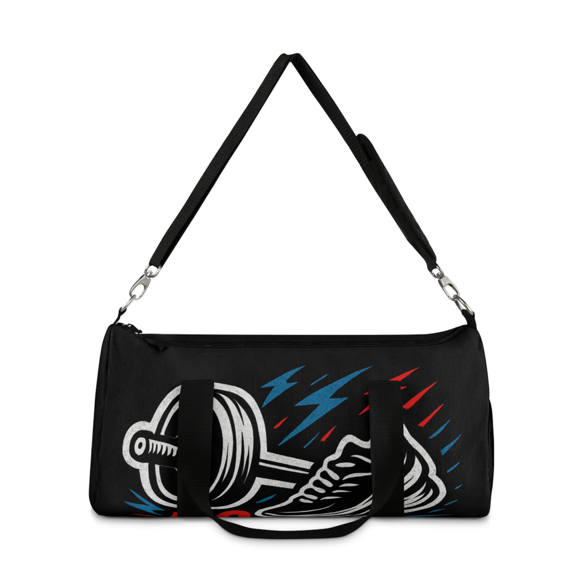 No Excuses Gym Duffel Bag — Motivational Workout Travel Bag with Barbell Design