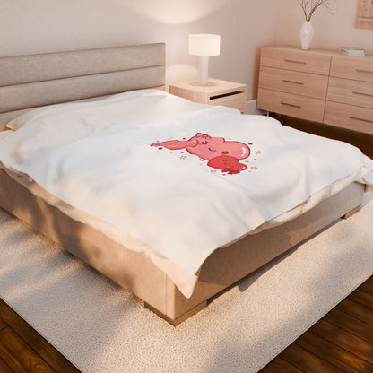Tiny Heart Kawaii Trio Velveteen Plush Blanket | tiny heart design, valentine doodle