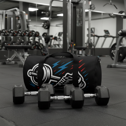 No Excuses Gym Duffel Bag — Motivational Workout Travel Bag with Barbell Design