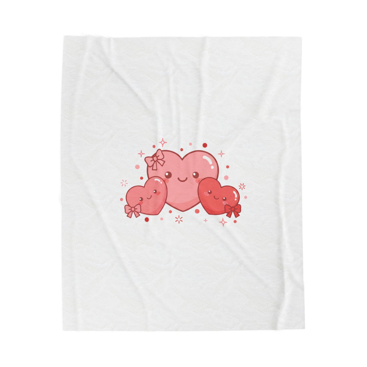 Tiny Heart Kawaii Trio Velveteen Plush Blanket | tiny heart design, valentine doodle
