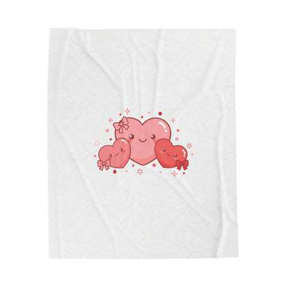Tiny Heart Kawaii Trio Velveteen Plush Blanket | tiny heart design, valentine doodle