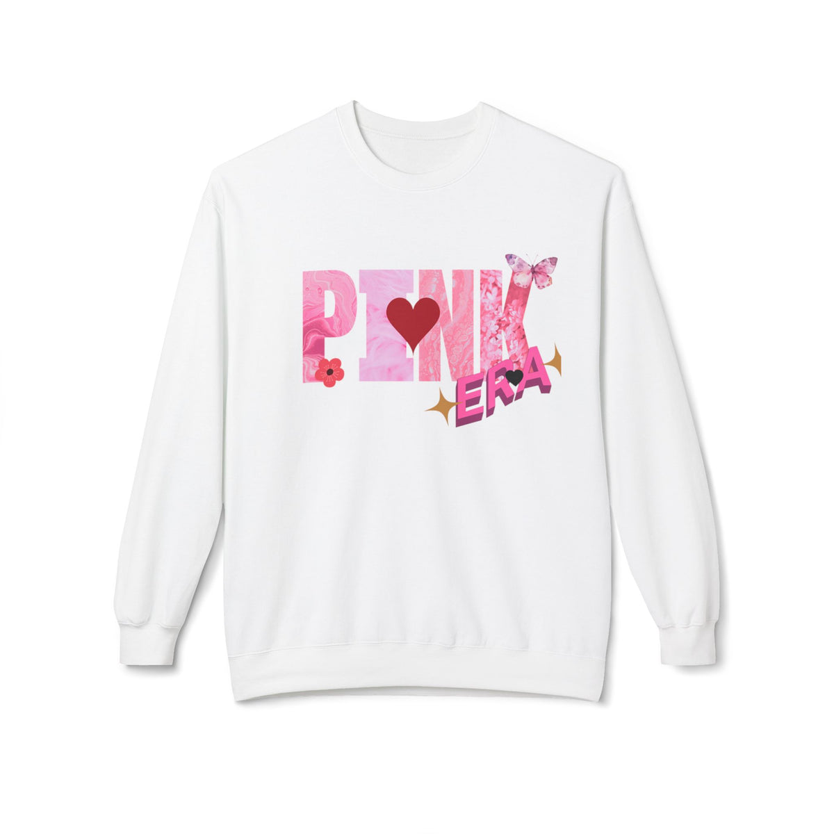 Pink Era Crewneck Sweatshirt — Floral Heart Graphic