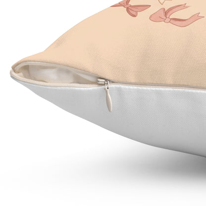 Coquette Vibes Decorative Pillow – Pink Bow Accent Throw Pillow
