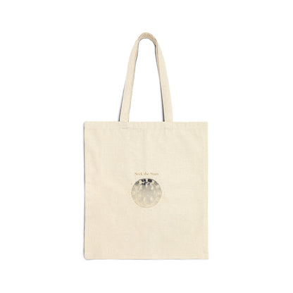 Moon Phase Canvas Tote, celestial astrology bag, minimalist constellation design