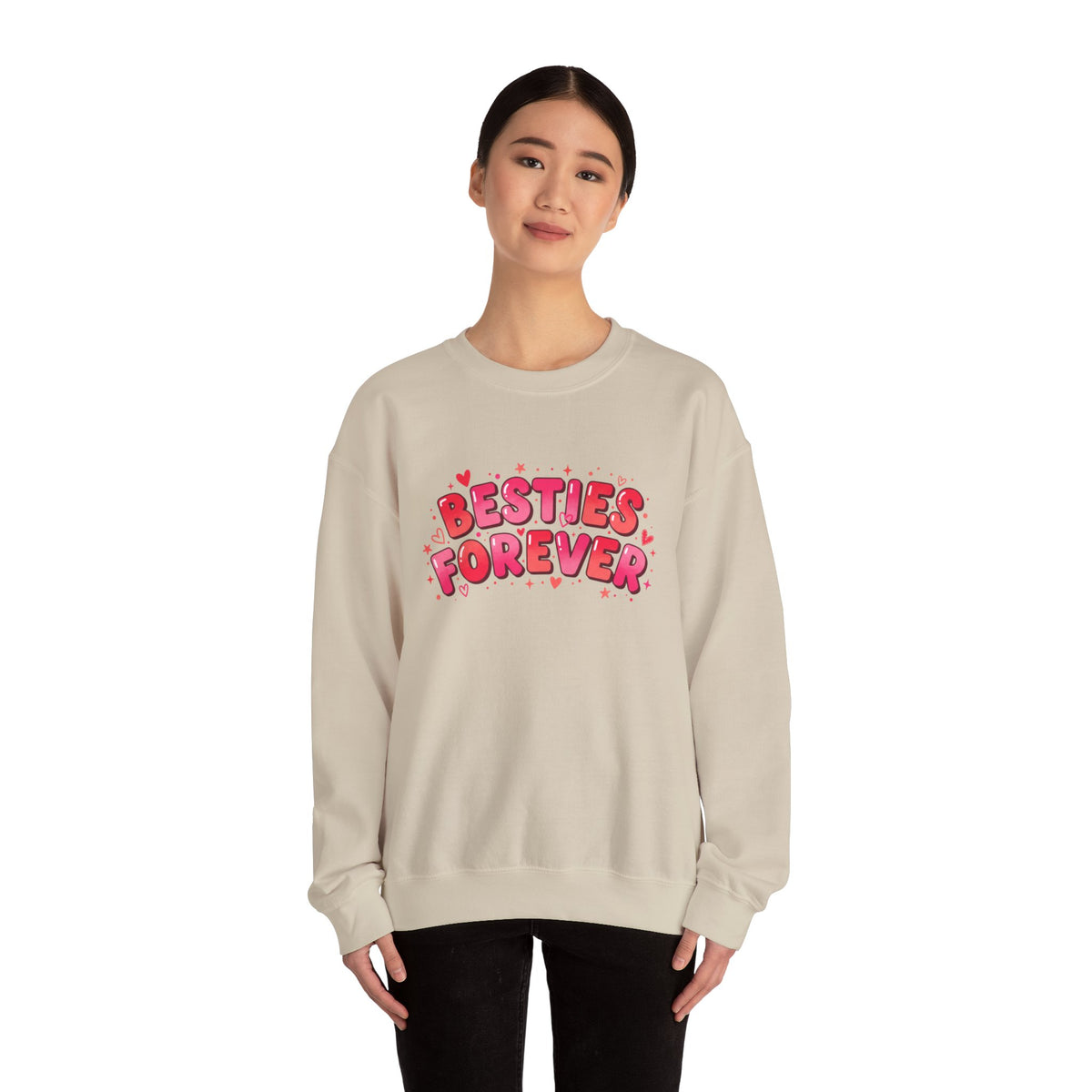 Besties Forever Sweatshirt | Galentine’s Friendship, Pink Red Chunky Type