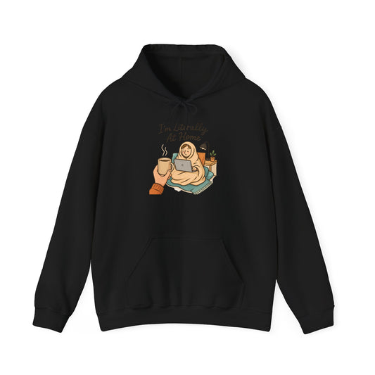Cozy At Home Hoodie — Relaxed Laptop & Coffee Illustration