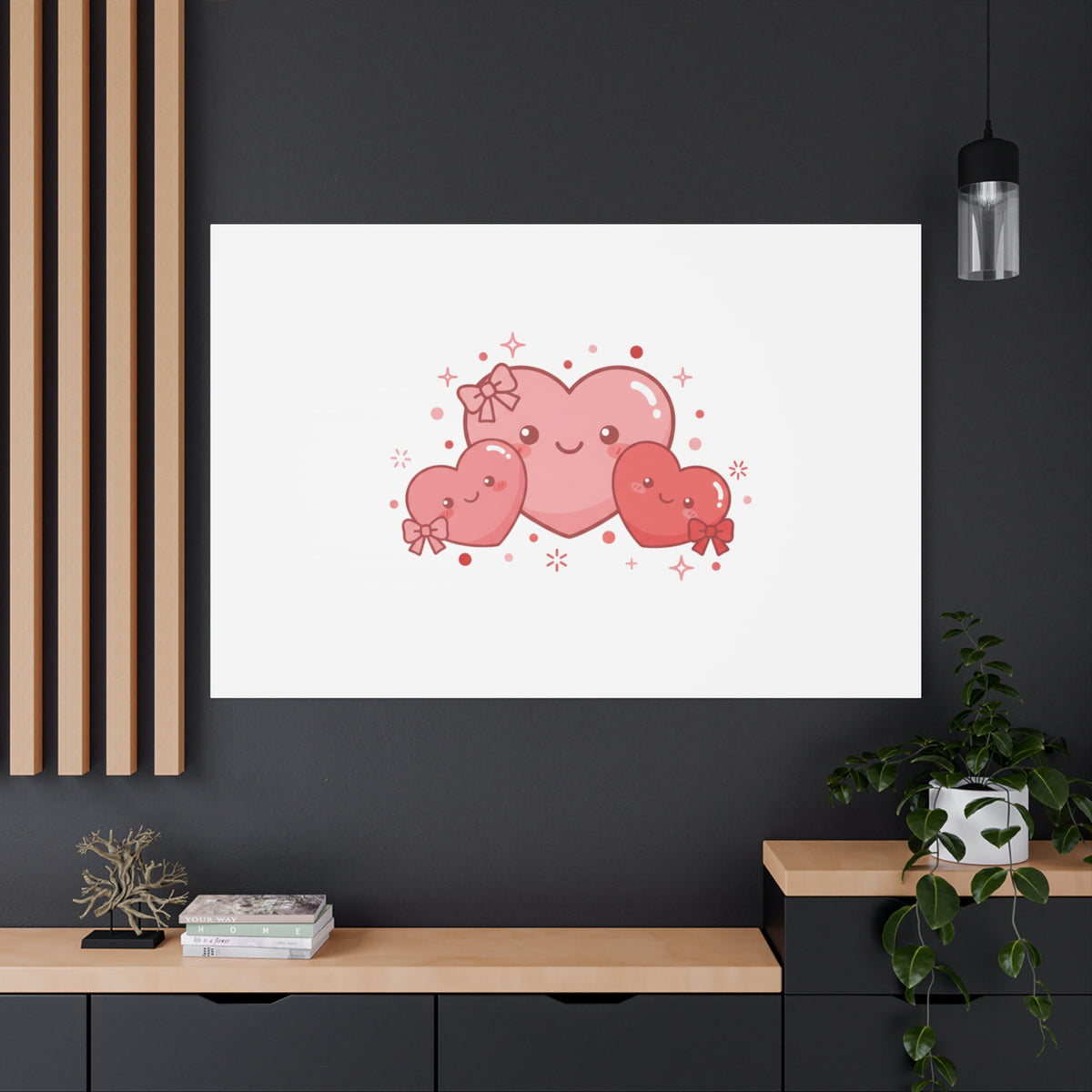 Kawaii Tiny Heart Trio Matte Canvas | tiny hearts, valentine doodle