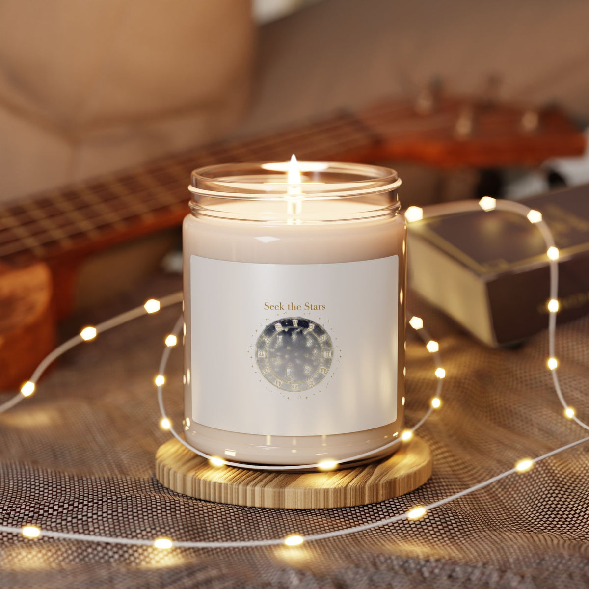 Seek the Stars Soy Candle, Celestial Moon Phase Jar | Astrology Decor