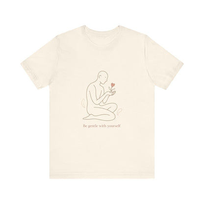 T‑Shirt — Minimal Self‑Care Line Art Tee (“Be gentle with yourself”)