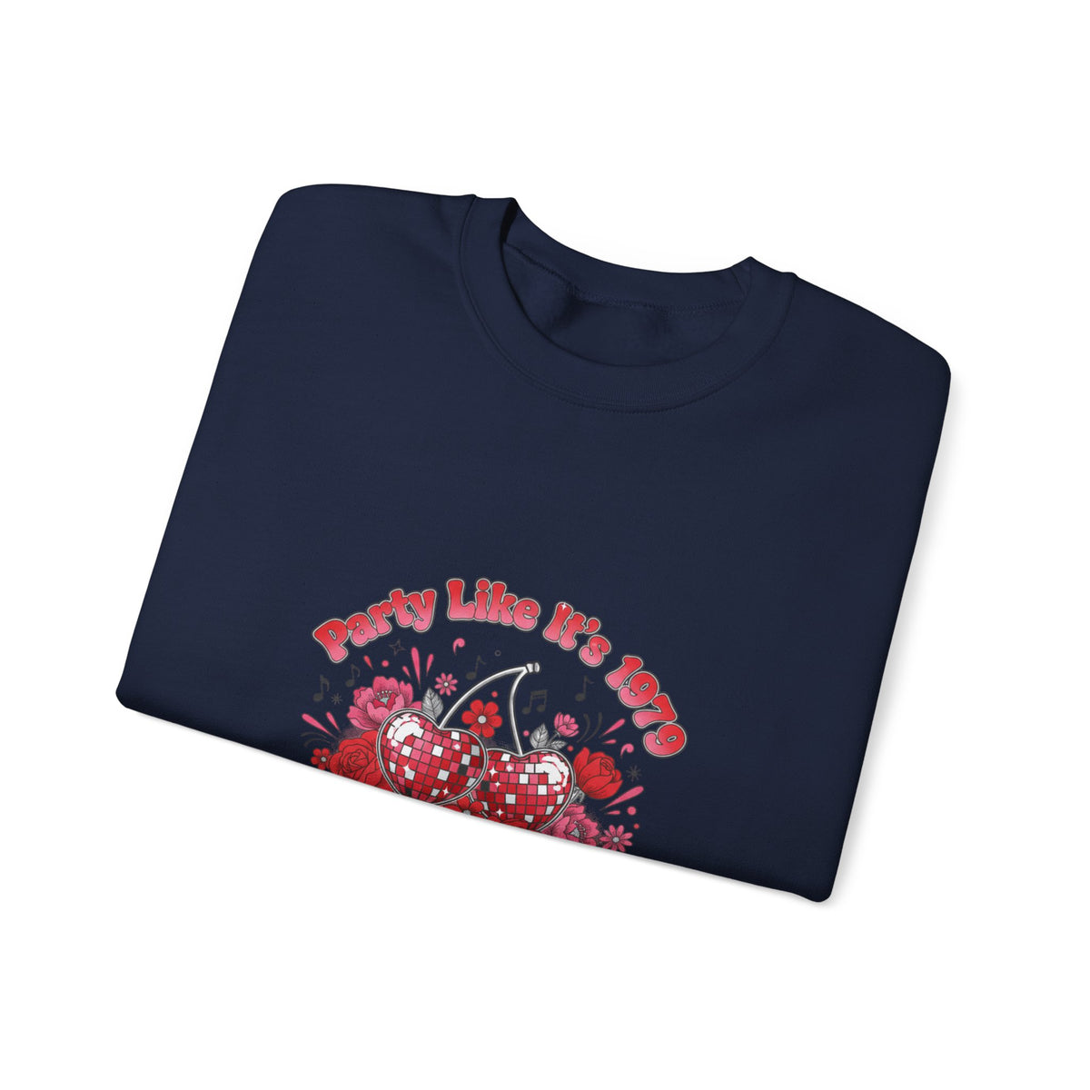 Disco Cherry Hearts Retro Romance Sweatshirt | sparkly hearts, glitter floral