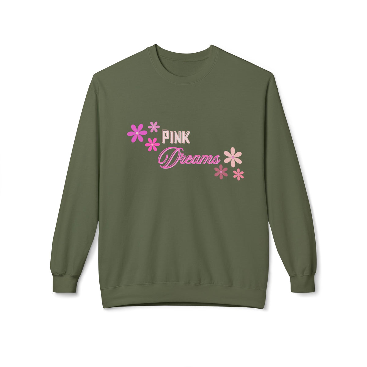 Pink Dreams Crewneck Sweatshirt — Floral Retro Graphic