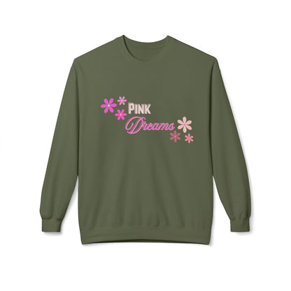 Pink Dreams Crewneck Sweatshirt — Floral Retro Graphic