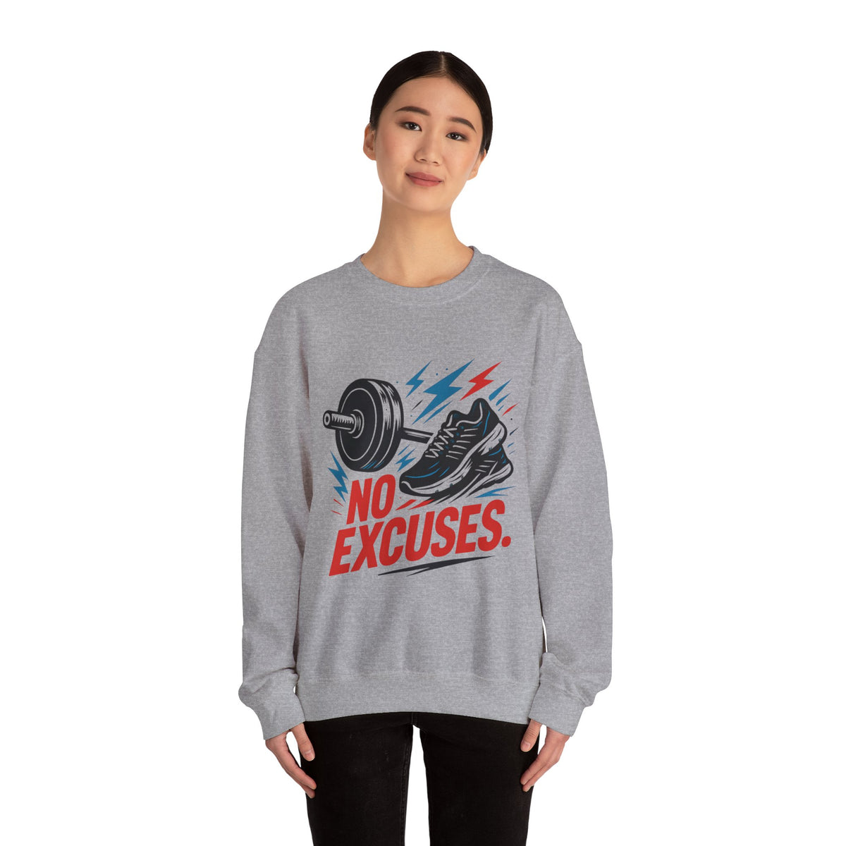 No Excuses Sweatshirt — Motivational Gym Crewneck for Fitness Enthusiasts