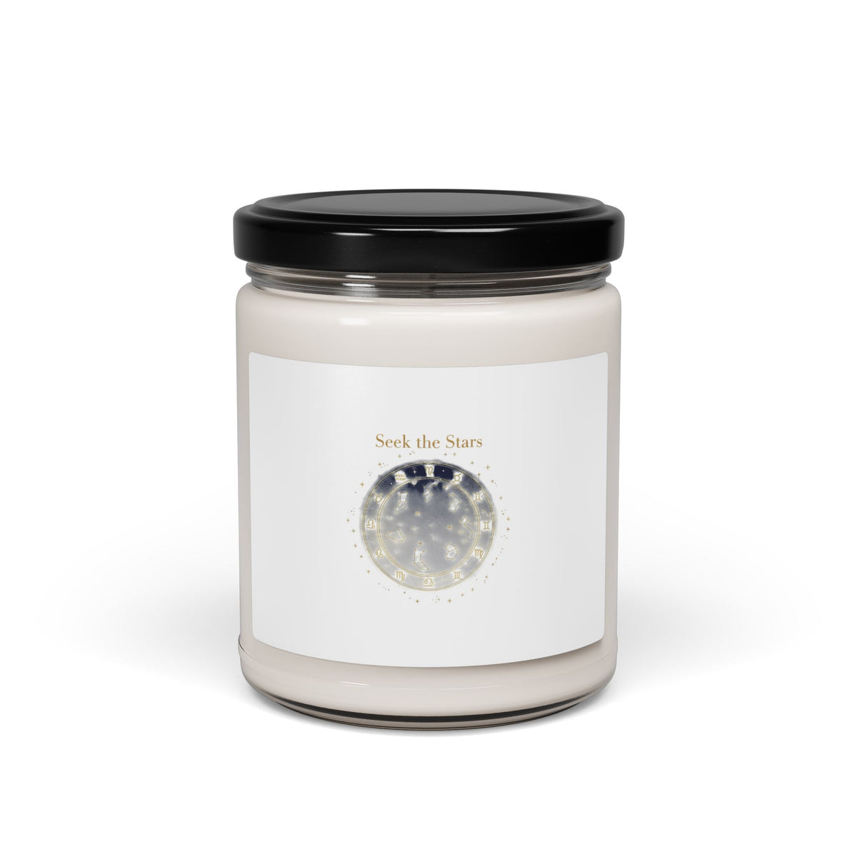Seek the Stars Soy Candle, Celestial Moon Phase Jar | Astrology Decor