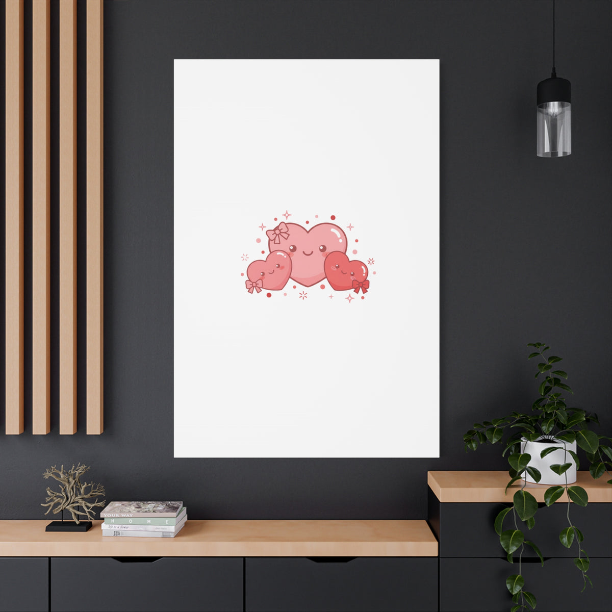Kawaii Tiny Heart Trio Matte Canvas | tiny hearts, valentine doodle