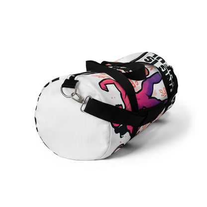 Fitness Duffel Bag — Pink Strong Woman Graphic Gym Travel Bag