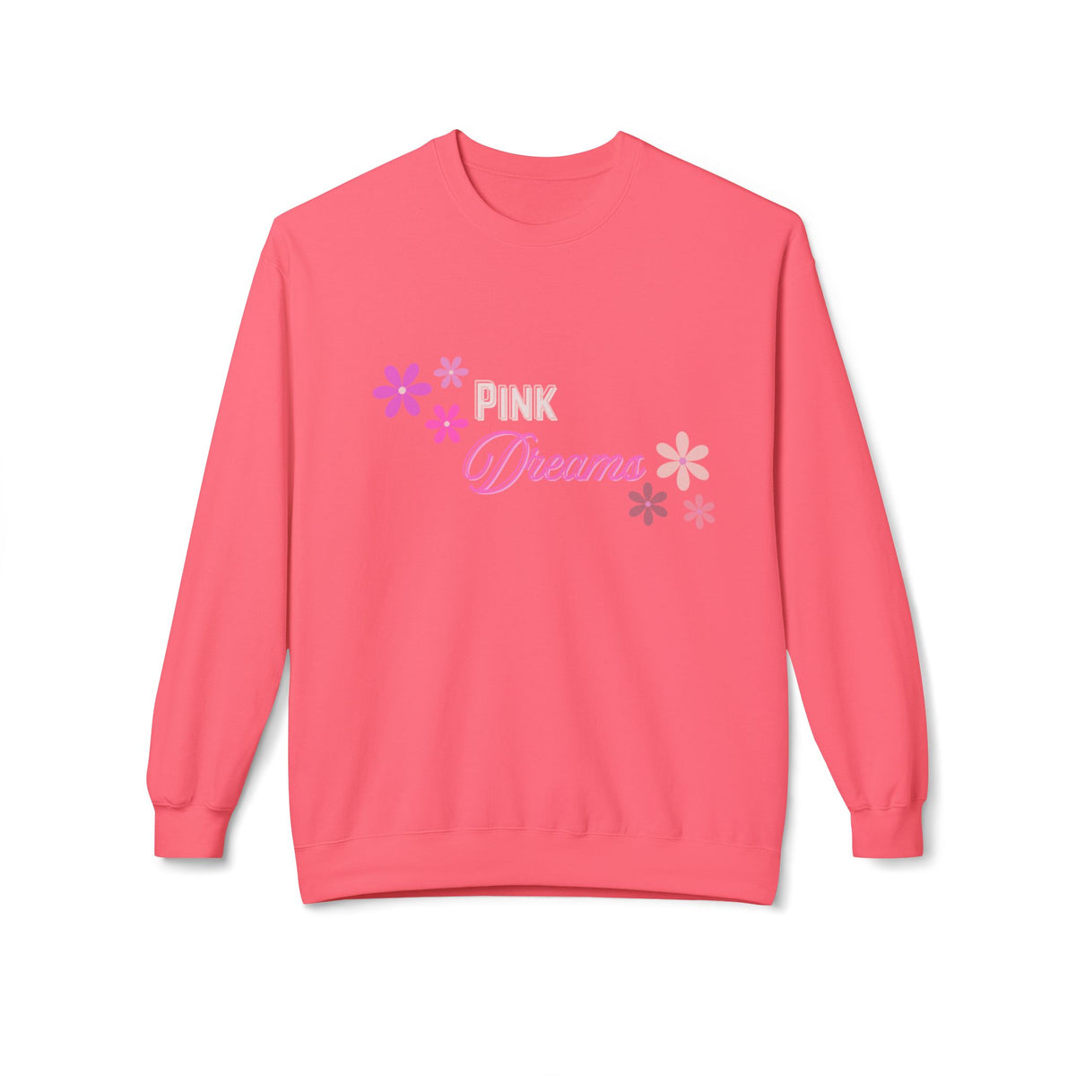 Pink Dreams Crewneck Sweatshirt — Floral Retro Graphic