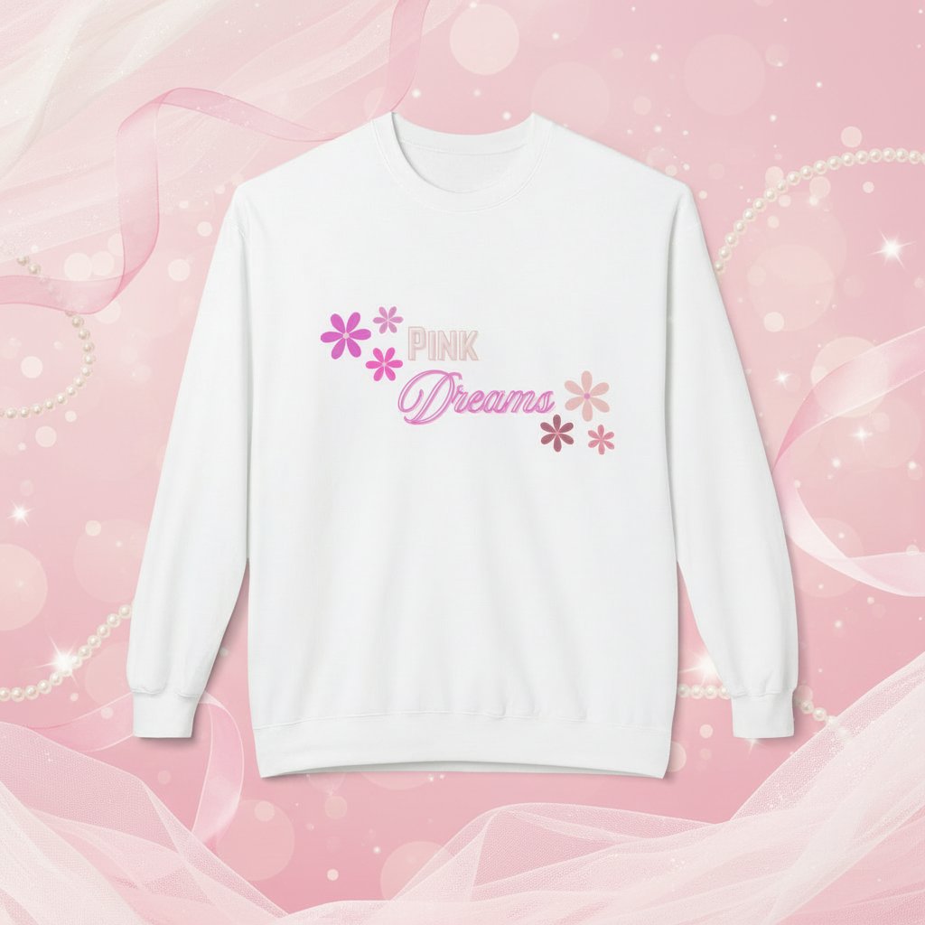 Pink Dreams Crewneck Sweatshirt — Floral Retro Graphic