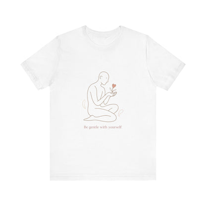 T‑Shirt — Minimal Self‑Care Line Art Tee (“Be gentle with yourself”)