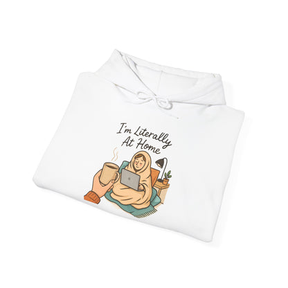 Cozy At Home Hoodie — Relaxed Laptop & Coffee Illustration