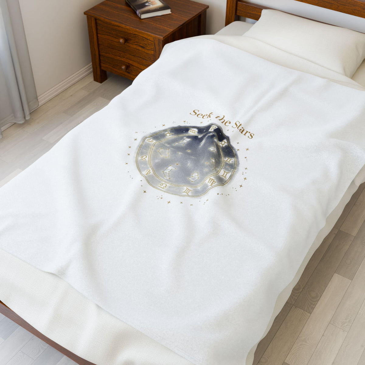 Seek the Stars Velveteen Blanket | Celestial Moon Phase, Constellation Decor