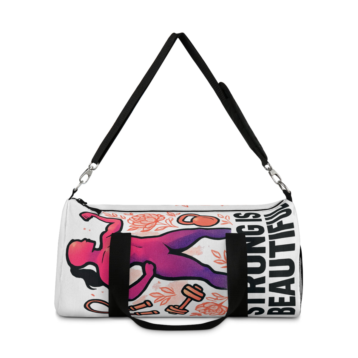 Fitness Duffel Bag — Pink Strong Woman Graphic Gym Travel Bag
