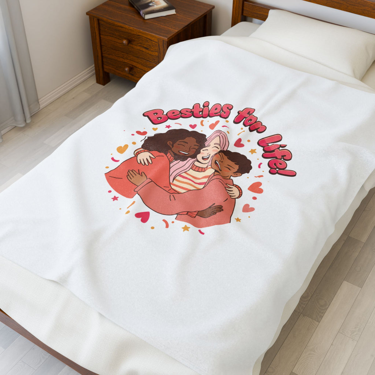 Besties For Life Velveteen Plush Blanket | Galentine’s friendship, squad goals art