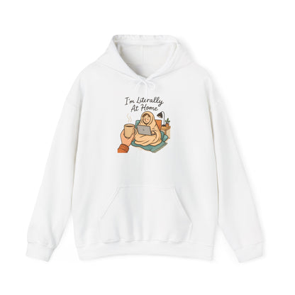 Cozy At Home Hoodie — Relaxed Laptop & Coffee Illustration
