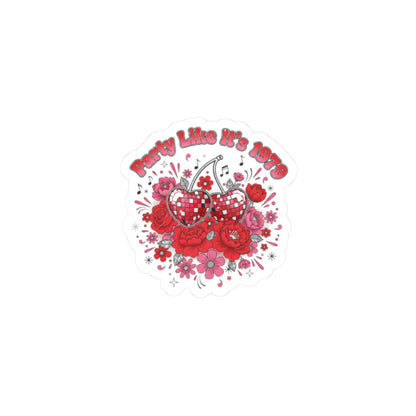 Disco Cherry Hearts Kiss-Cut Stickers | Sparkly Hearts, Retro Romance