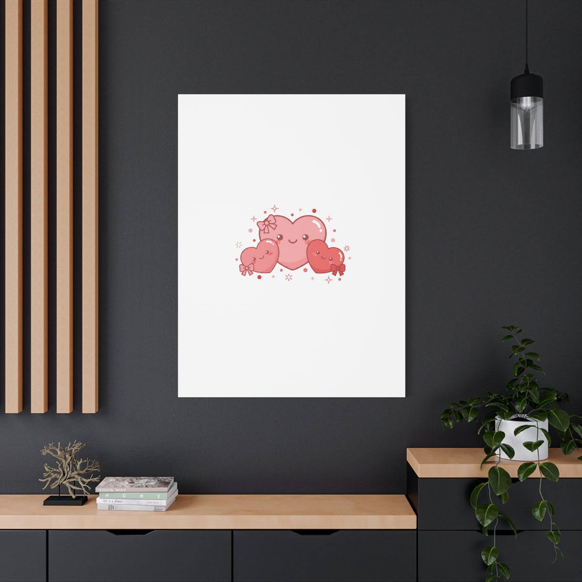 Kawaii Tiny Heart Trio Matte Canvas | tiny hearts, valentine doodle