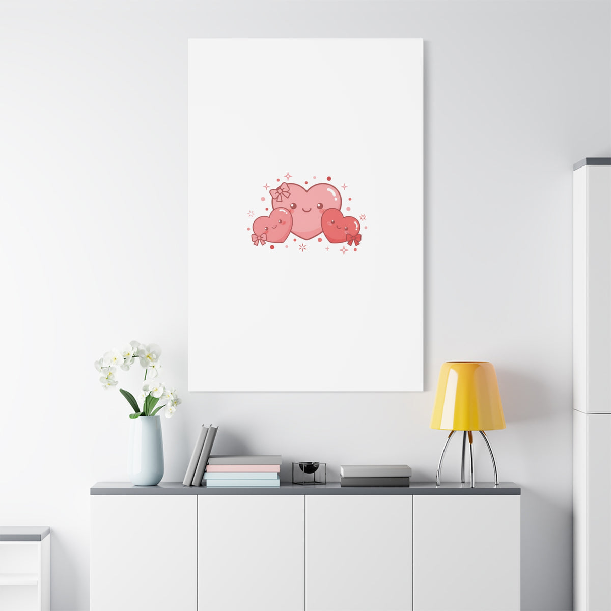 Kawaii Tiny Heart Trio Matte Canvas | tiny hearts, valentine doodle