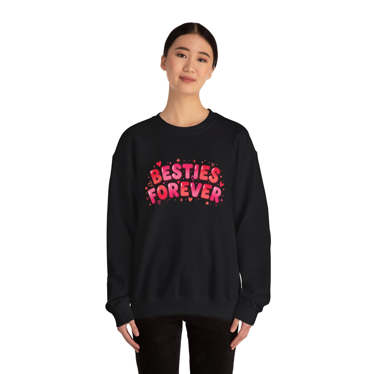 Besties Forever Sweatshirt | Galentine’s Friendship, Pink Red Chunky Type